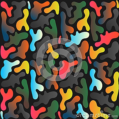 Seamless gradient vibrant colors texture army camouflage pattern vector illustration isolated on black color background Vector Illustration